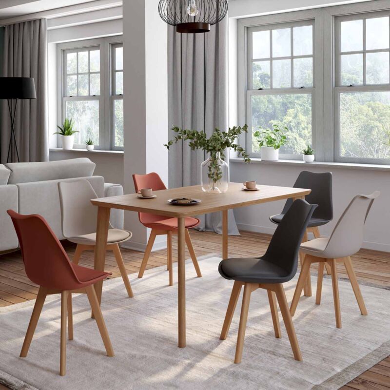 foto del prodotto set di 6 sedie scandinavo gris scuro x2, beige x2, terracotta x2 sara