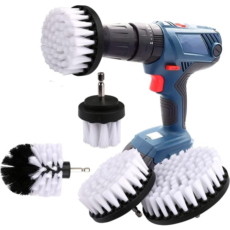 immagine 0 del prodotto set di 6 spazzole per trapano per auto, spazzola per trapano, spazzola per la pulizia adatta a piastrelle, moquette, vasca, cucina, bagno, bianco