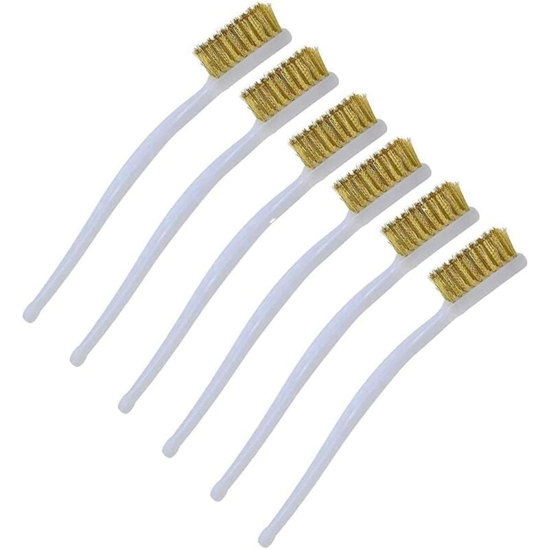 foto del prodotto set di 6 spazzolini da denti in filo di rame manico curvo in plastica