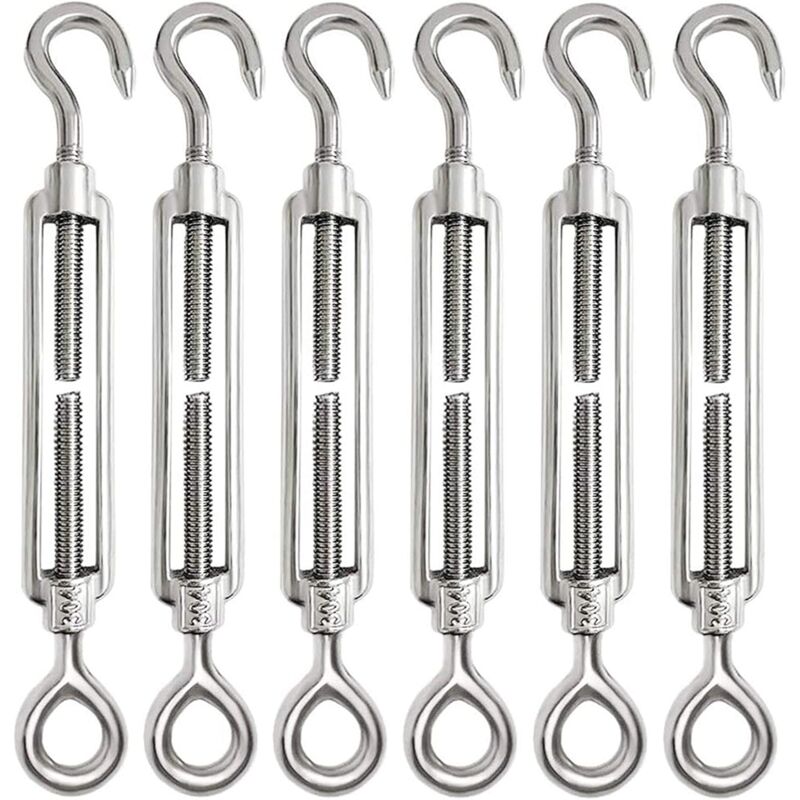 foto del prodotto set di 6 tenditori a filo tenditori a gancio tenditori in acciaio inox per uso intensivo m5 