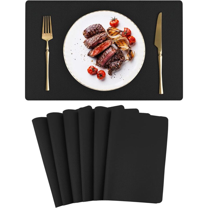 foto del prodotto set di 6 tovagliette americane 40 x 30 cm resistenti al calore nere per casa, cucina, ristorante e hotel sollbry