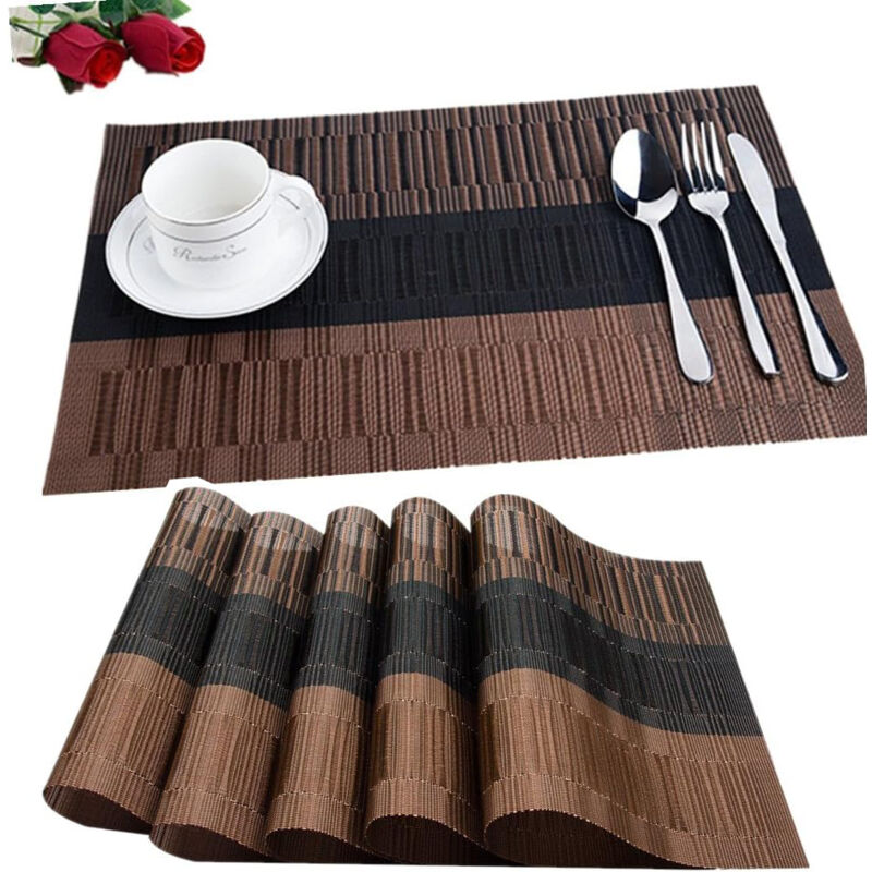 foto del prodotto set di 6 tovagliette lavabili in pvc antiscivolo resistenti al calore per cucina hotels ristorante 45 x 30cm marrone