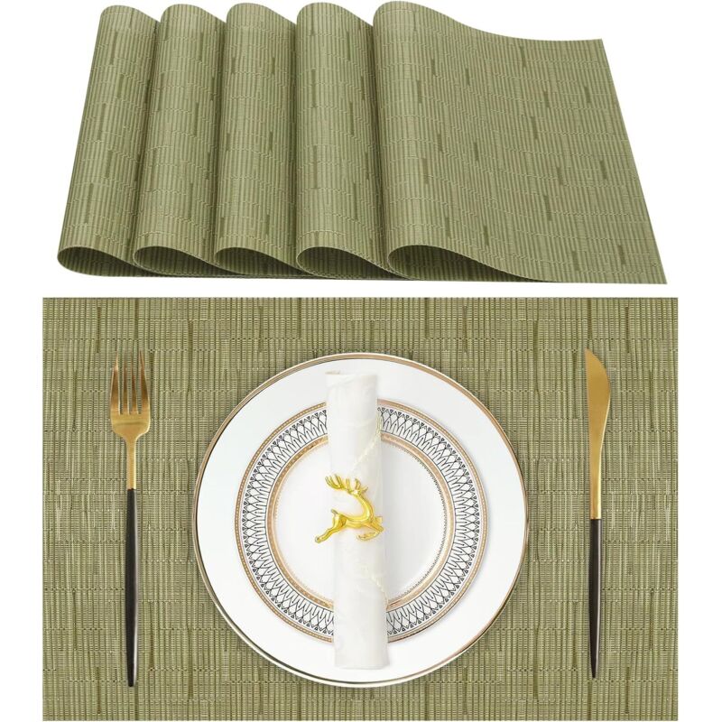 foto del prodotto set di 6 tovagliette lavabili, tovagliette americane 70 pvc, 30 poliestere , resistenti al calore, antiscivolo, per tavolo da cucina e ristoranti,