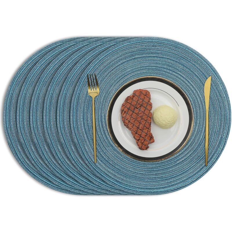 foto del prodotto set di 6 tovagliette rotonde in cotone lavabili resistenti al calore antiscivolo 38 cm