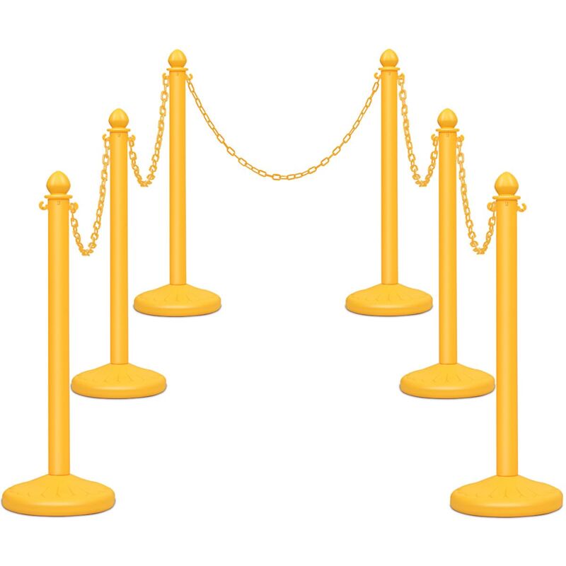 foto del prodotto set di 6 transenne delimita corsie transenne separacode, paletti di delimitazione eliminacode, base antiscivolo, in plastica, divisore di sicurezza