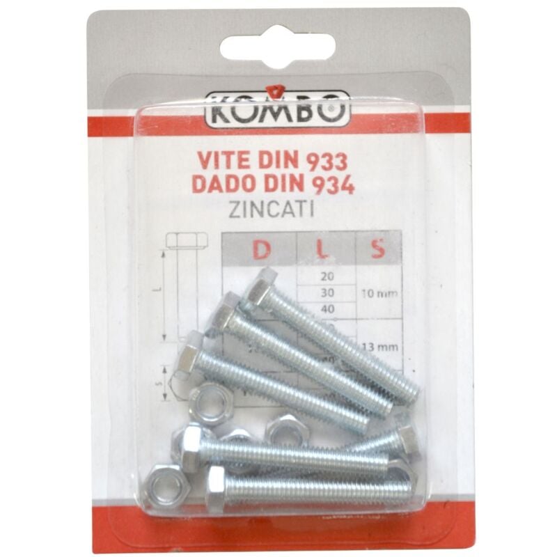 foto del prodotto set di 6 viti m6 x 40 din933 classe di resistenza 4.8