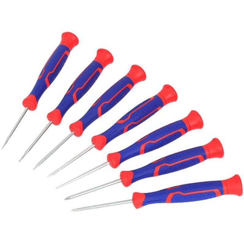foto del prodotto set di 7 cacciaviti di precisione 3 phillips 4 piatti workpro
