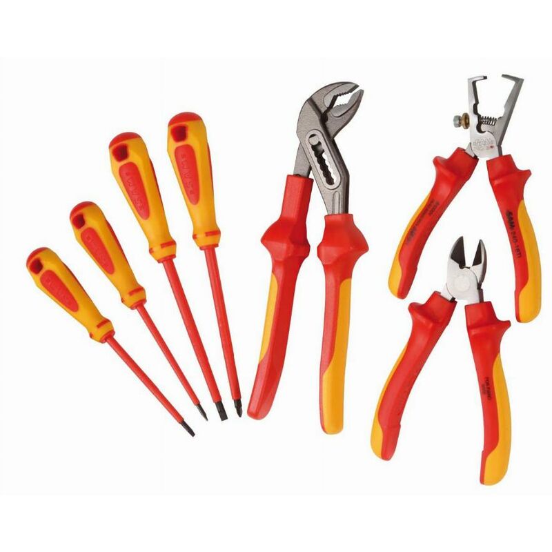 foto del prodotto set di 7 utensili isolati 1000 volt 3 pinze 4 cacciaviti vde sam ztbpj7