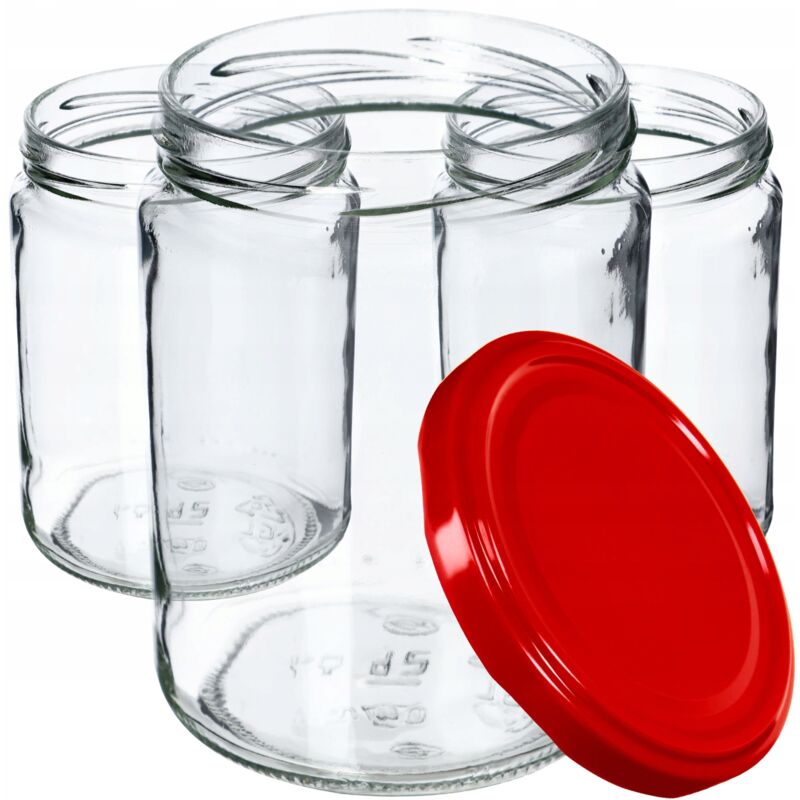 foto del prodotto set di 8 barattoli kadax con coperchio a vite da 540 ml rosso