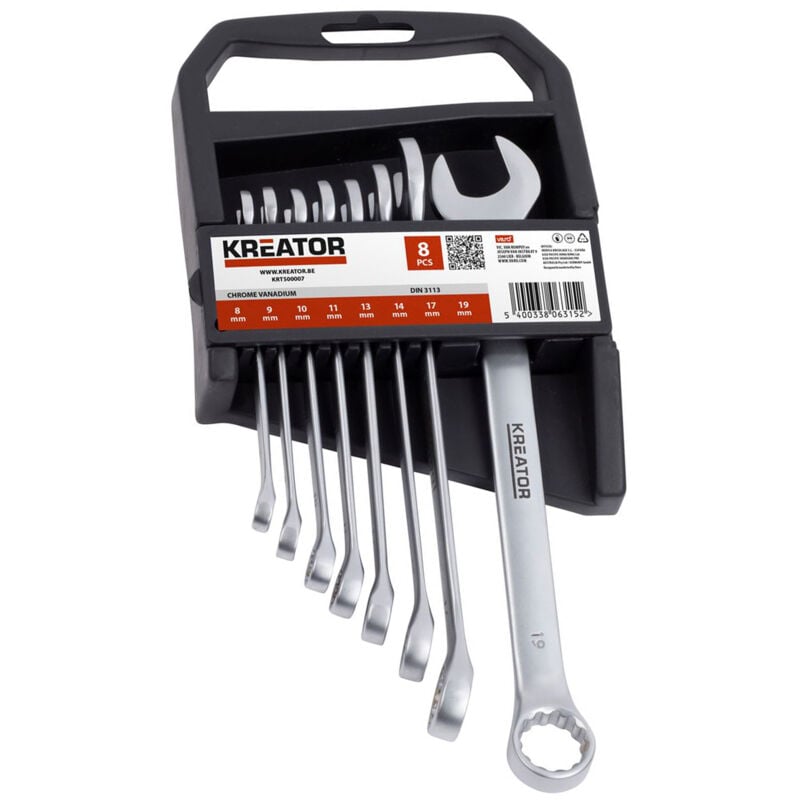 foto del prodotto set di 8 chiavi a cricchetto da 6 a 19 mm kreator