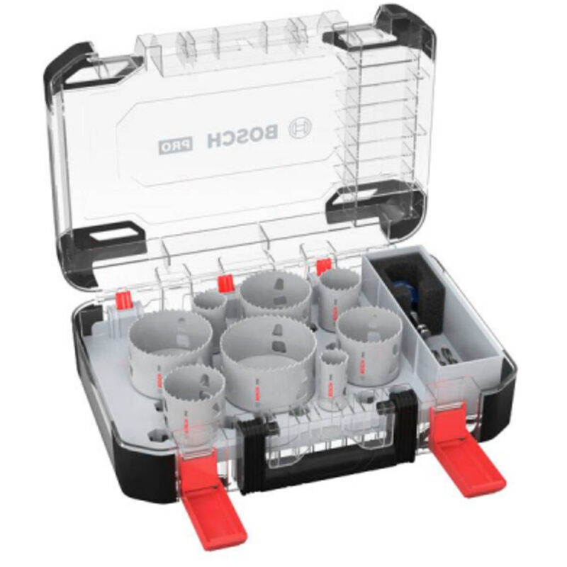 foto del prodotto set di 8 pc plus diametro da 25 a 86 mm seghe a tazza multimateriale bosch 2608594430