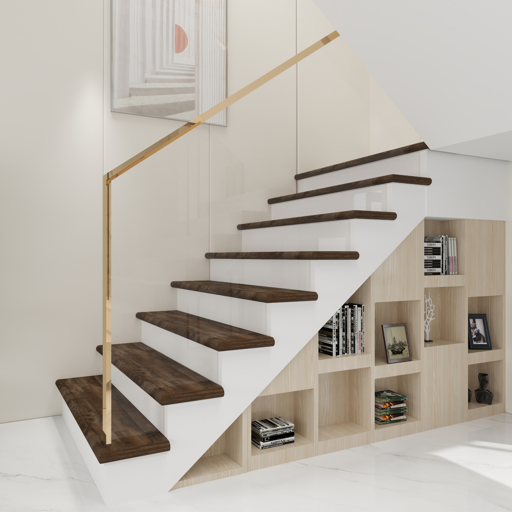 foto del prodotto set di 8 profili bunschoten coprigradini arrotondati in pvc 120 x 32 x 4,6 cm effettto legno scuro neu.holz