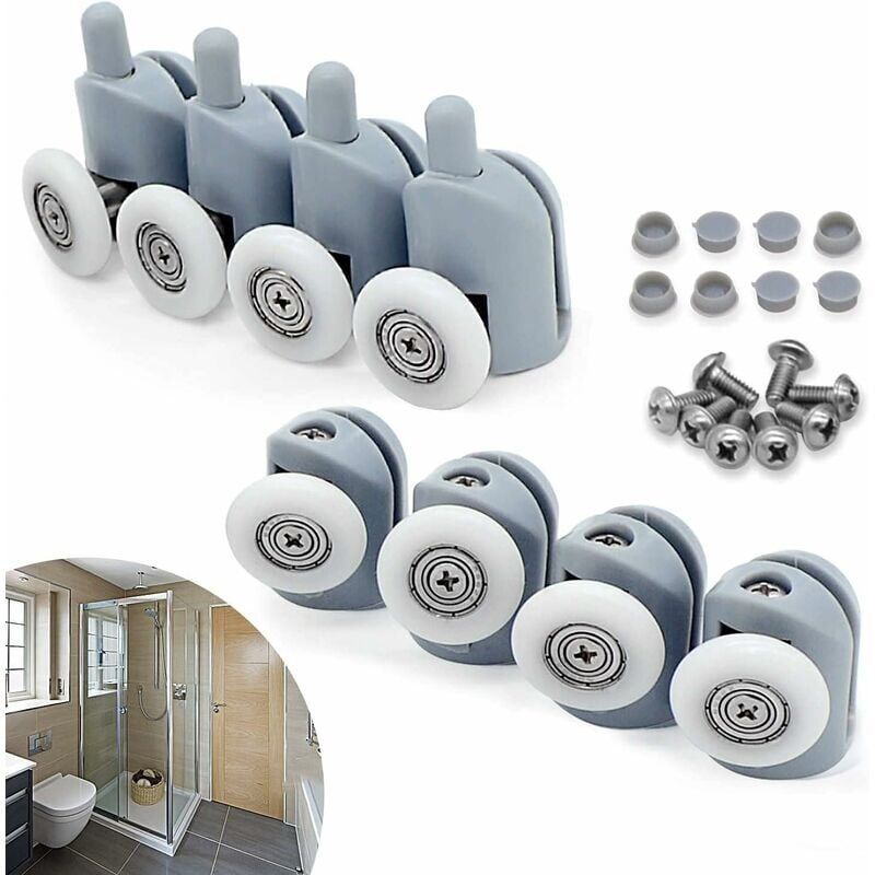 foto del prodotto set di 8 rulli per porte scorrevoli da 23 mm per cubicolo da bagno
