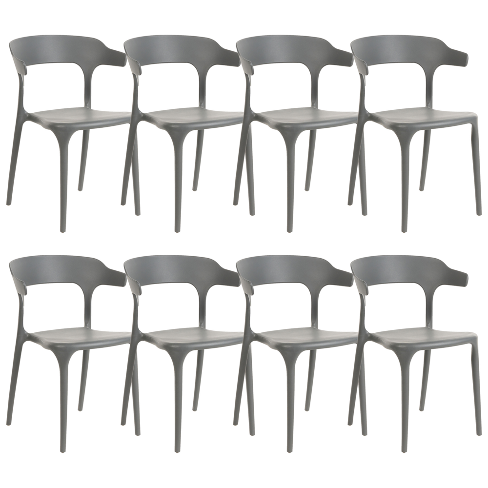foto del prodotto set di 8 sedie polipropilene resistente colore grigio per interno ed esterno stile moderno