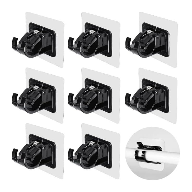 foto del prodotto set di 8 supporti per aste per tende, supporti per aste per tende, supporti per aste per tende, senza foratura, autoadesivi, adatti per cucina,
