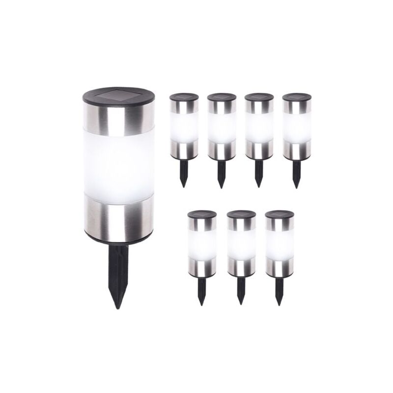 foto del prodotto set di 8 terminali solari 2 in 1 in acciaio inox luce calda 