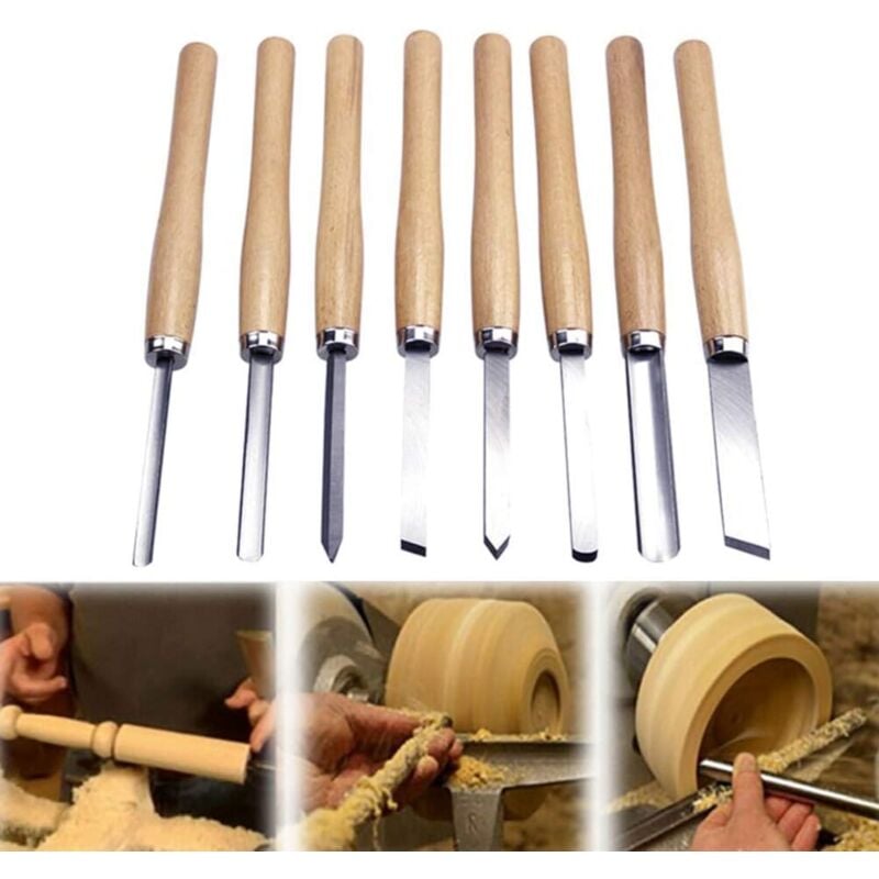 foto del prodotto set di 8 utensili per tornitura del legno scalpelli per legno di qualit professionale per intaglio e lavorazione del legno
