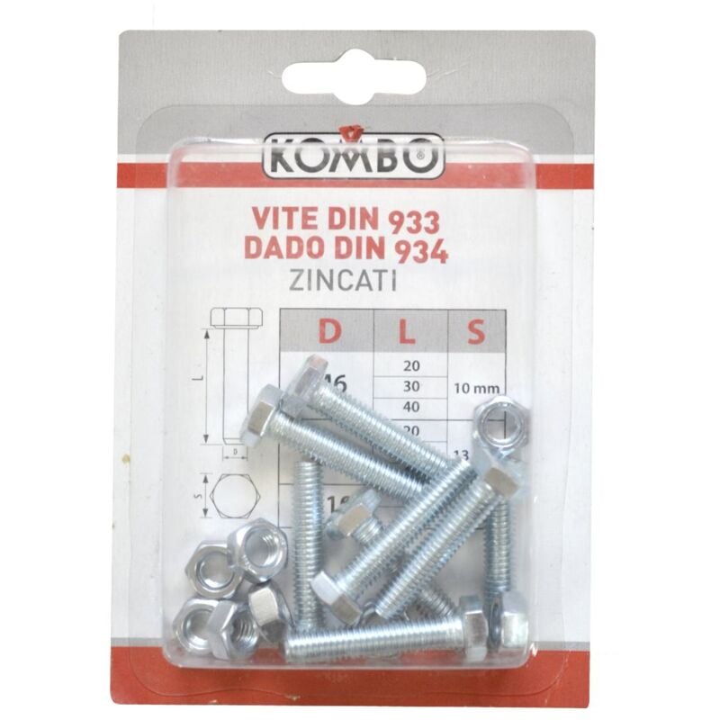 foto del prodotto set di 8 viti m6 x 30 din933 classe di resistenza 4.8