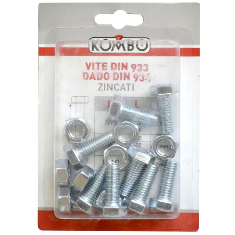 foto del prodotto set di 8 viti m8 x 20 din933 classe di resistenza 4.8