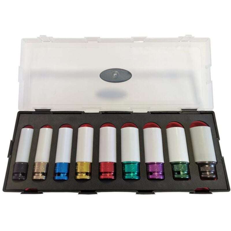 foto del prodotto set di 9 bussole a percussione da 1 2 per cerchi in alluminio