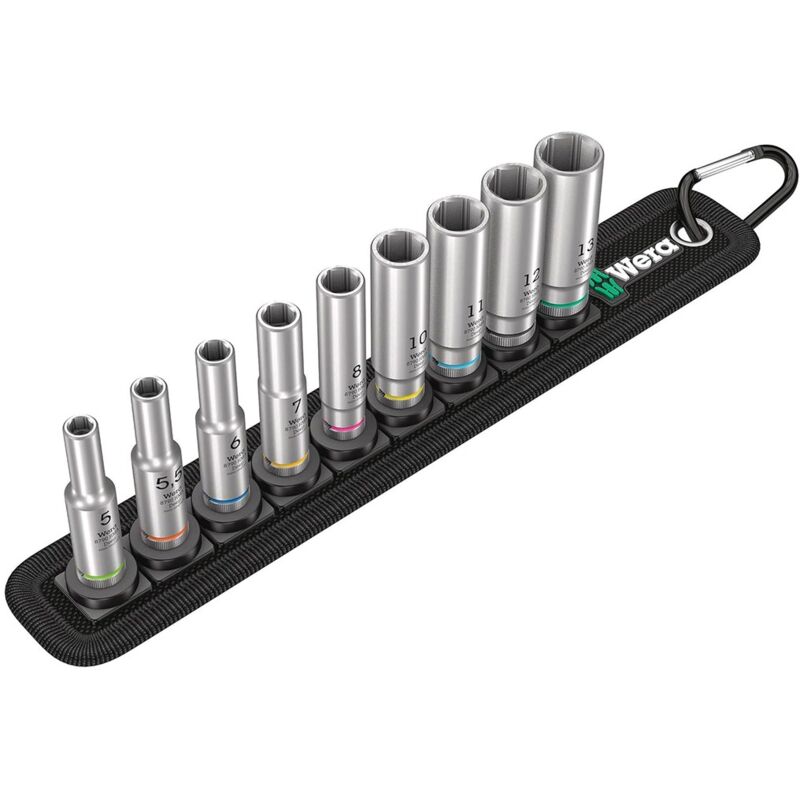 foto del prodotto set di 9 bussole lunghe zyklop 1 4 wera belt a deep 1