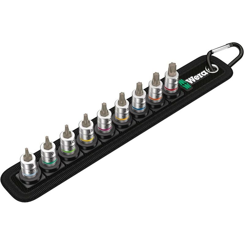 foto del prodotto set di 9 inserti bussole zyklop 1 4 con funzione di ritegno wera belt a 3