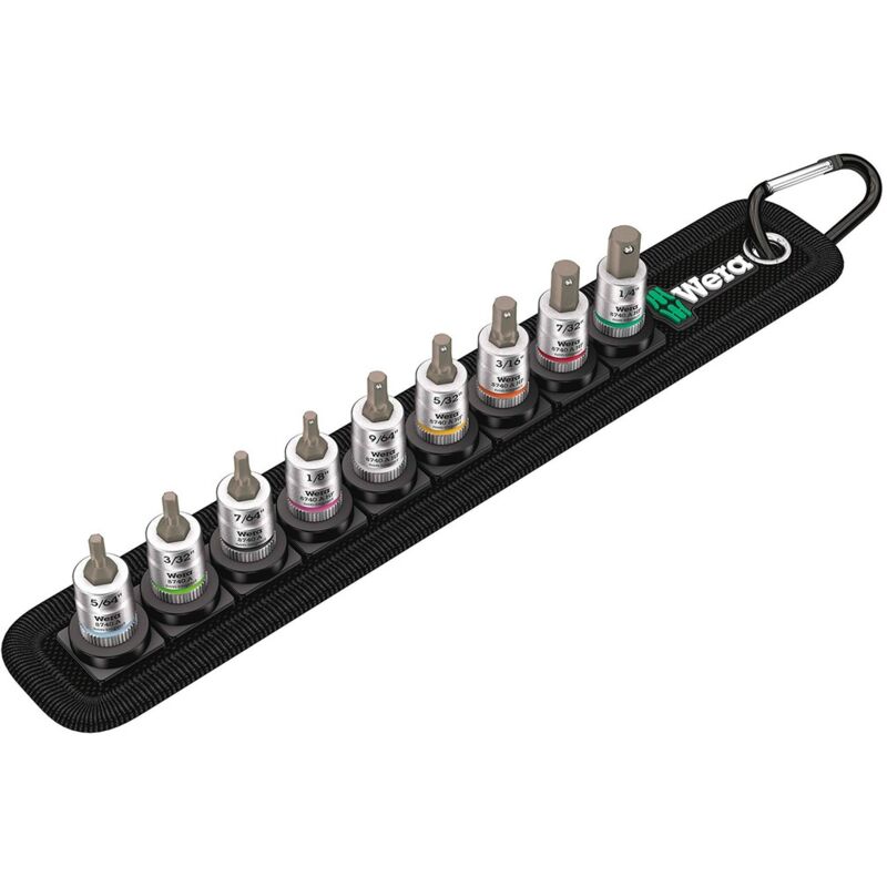 foto del prodotto set di 9 inserti bussole zyklop 1 4 con funzione di ritegno wera belt a imperial 1