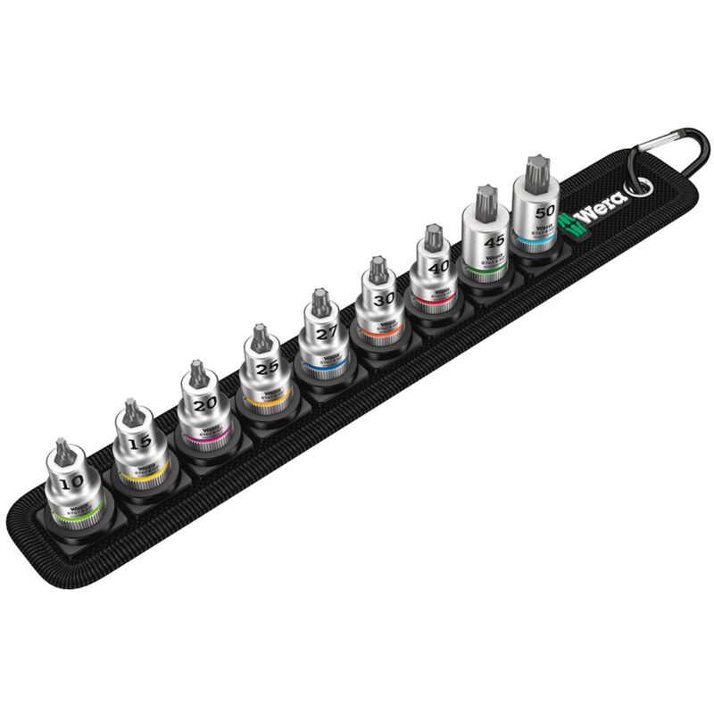 foto del prodotto set di 9 inserti bussole zyklop 3 8 con funzione di ritegno wera belt b 3
