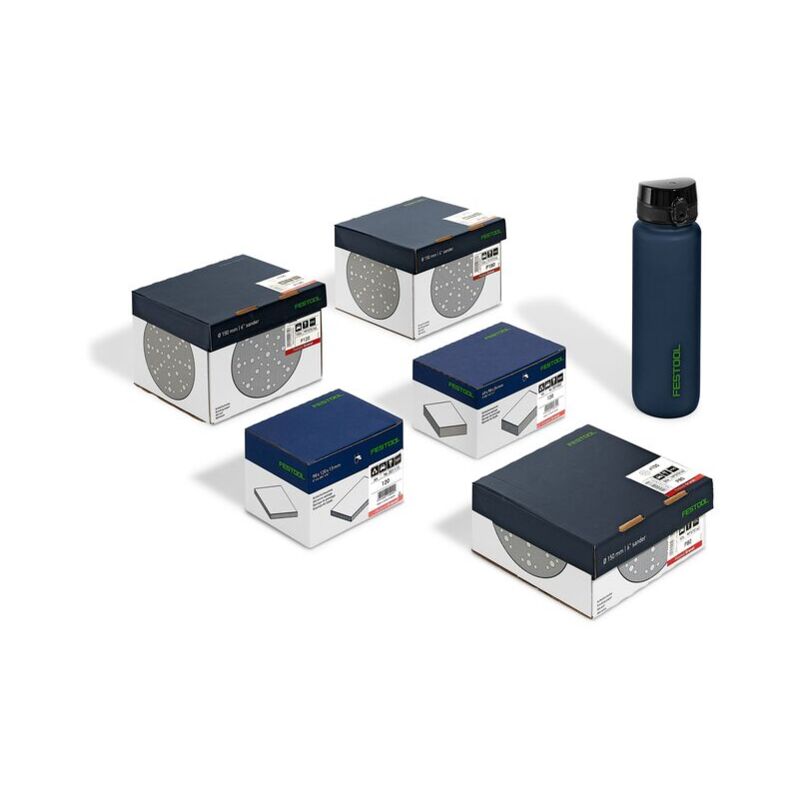 foto del prodotto set di abrasivi festool super pack granat stf d150 48 gr sp p bottiglia d acqua