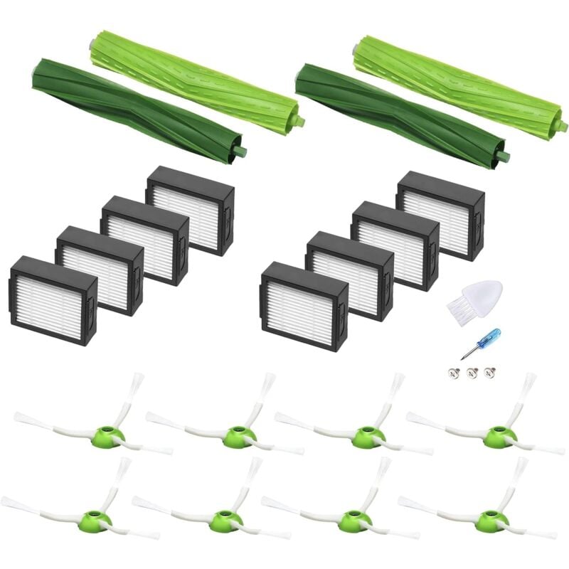 foto del prodotto set di accessori da 21 pezzi con irobot roomba e5 e6 i6 i6 i3 i3 i4 i4 i7 i7 i8, 8 filtri, 8 spazzole laterali, 4 spazzole a rullo, pezzi di