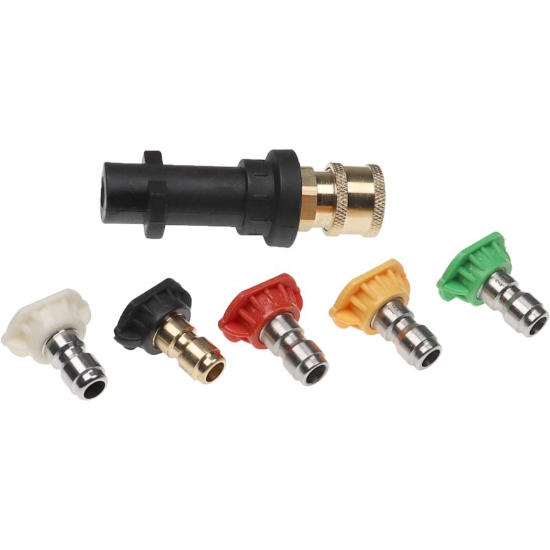 foto del prodotto set di accessori da 6 pzz. compatibile con k rcher k2, k3, k4, k5, k6, k7 idropulitrici adattatore, ugello di spruzzo vhbw