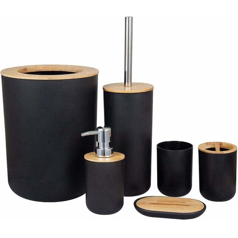 foto del prodotto set di accessori da bagno ecologici da 6 pezzi nero 