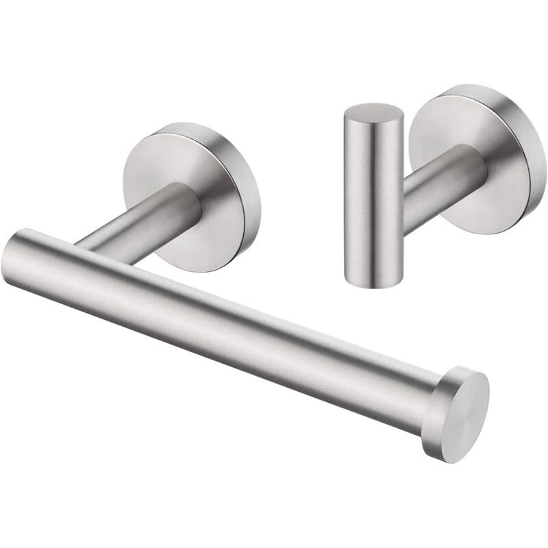 foto del prodotto set di accessori da bagno porta carta igienica e gancio per accappatoio in acciaio inox sus 304 2 pezzi 