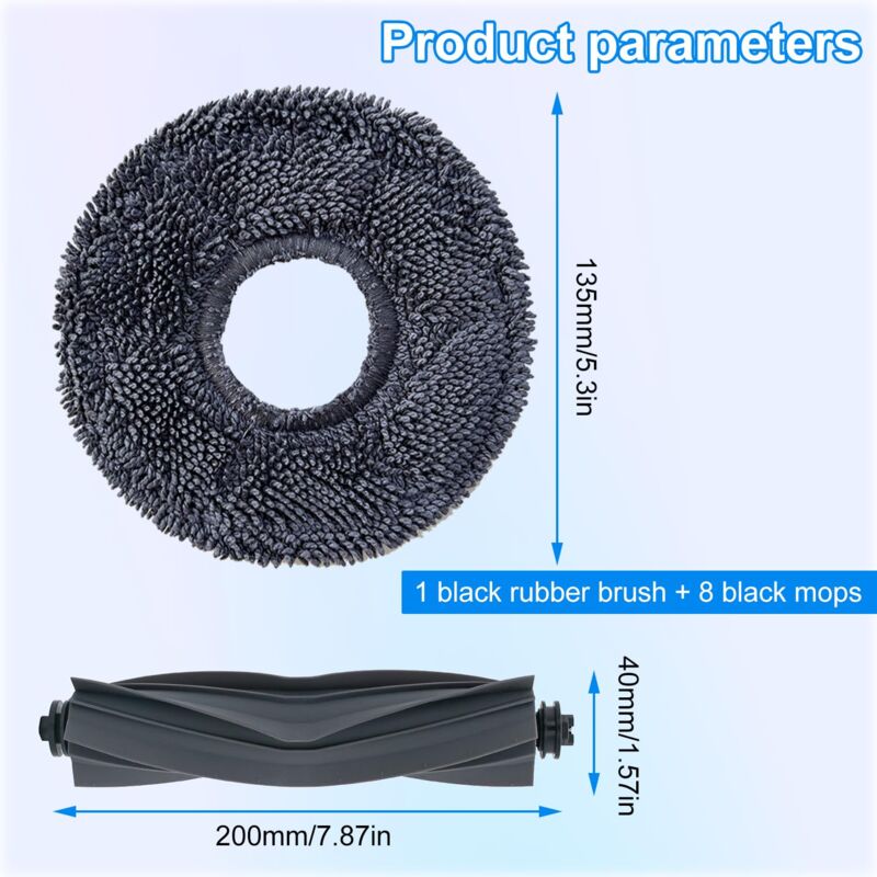 foto del prodotto set di accessori per aspirapolvere da 9 pezzi, 1 spazzola principale, 8 panni per la pulizia per dreame l10s ultra, dreame s10, s10pro, pezzi di