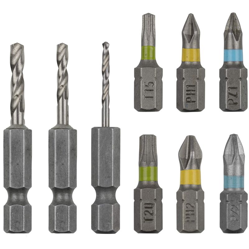 foto del prodotto set di accessori per flipbit per forare e avvitare, 9 pezzi i 3083000 i set di utensili per utilizzare il porta attrezzi doppio a cambio rapido