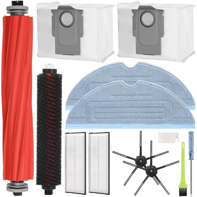 foto del prodotto set di accessori per roborock s7 maxv ultra s7 pro ultra, 1 spazzola a rullo, 1 spazzola autopulente, 2 sacchetti, 2 panni, 2 filtri, 2 spazzole