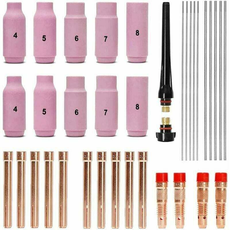 foto del prodotto set di accessori per saldatura tig manicotti alloggiamento ugelli in ceramica elettrodi in tungsteno per torcia per saldatura tig wp 26