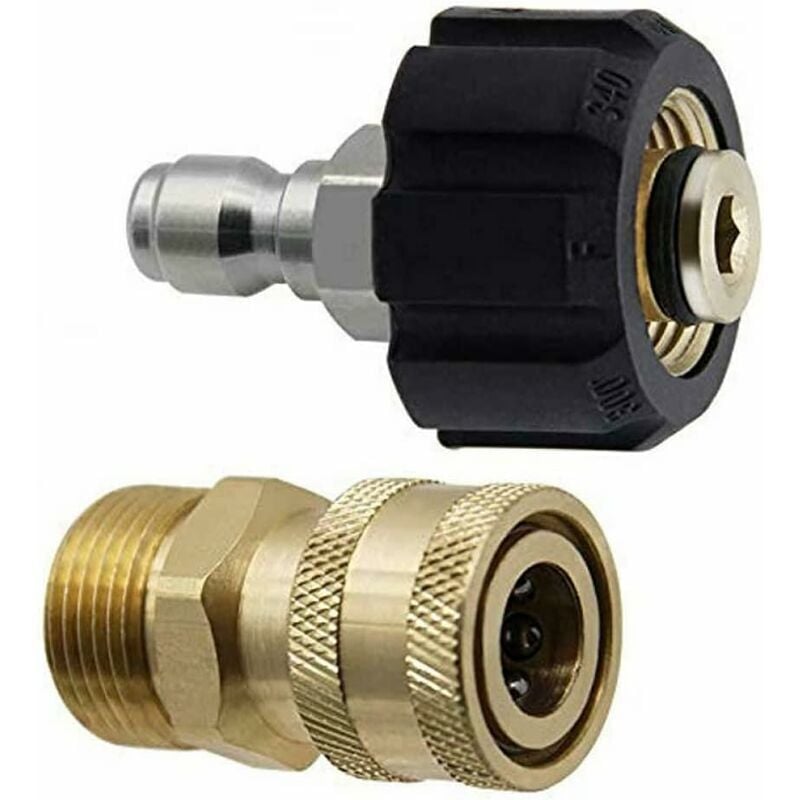 foto del prodotto set di adattatori per idropulitrice m22 14, adattatori girevoli a sgancio rapido da 3 8, pistola ad acqua ad alta pressione maschio, kit di