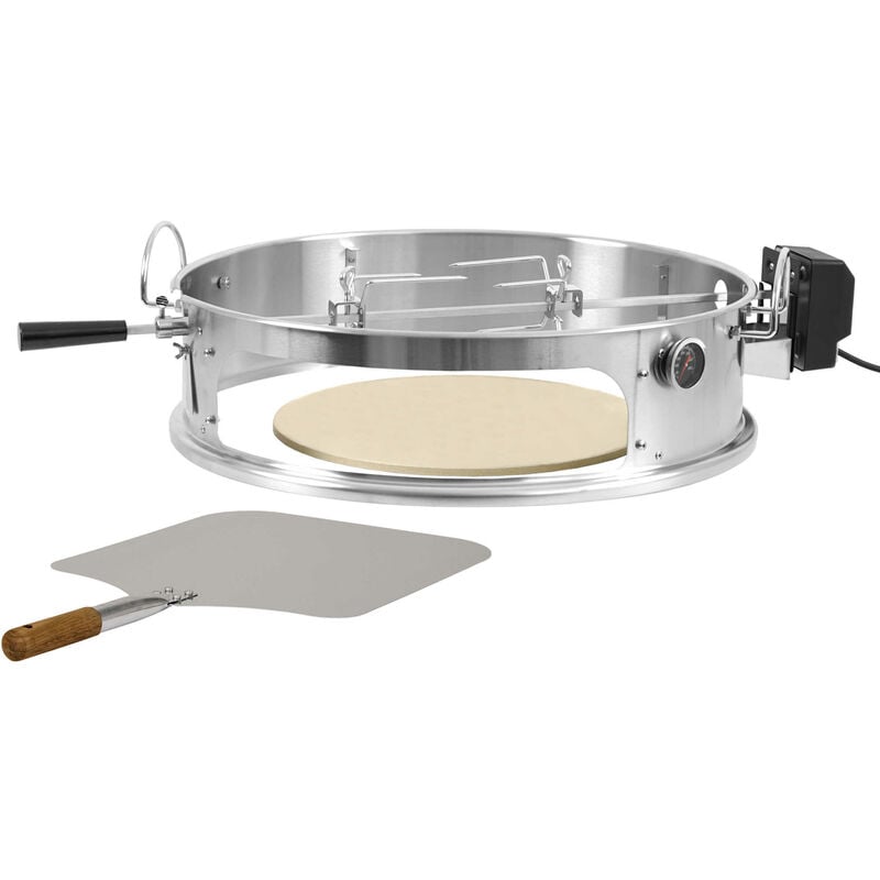 foto del prodotto set di anelli per pizza in acciaio inox con spiedo per griglia a bollitore 57 cm bbq toro