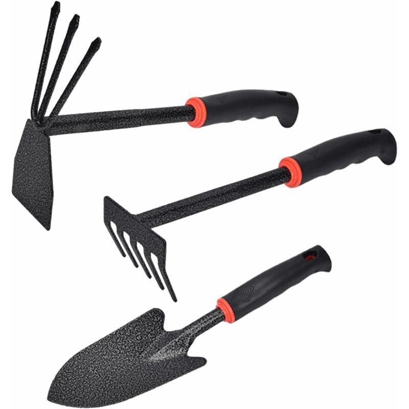 foto del prodotto set di attrezzi da giardinaggio ymyny kit di attrezzi da giardino da 3 pezzi, kit di attrezzi da giardino, zappetta, rastrello, piccola pala da
