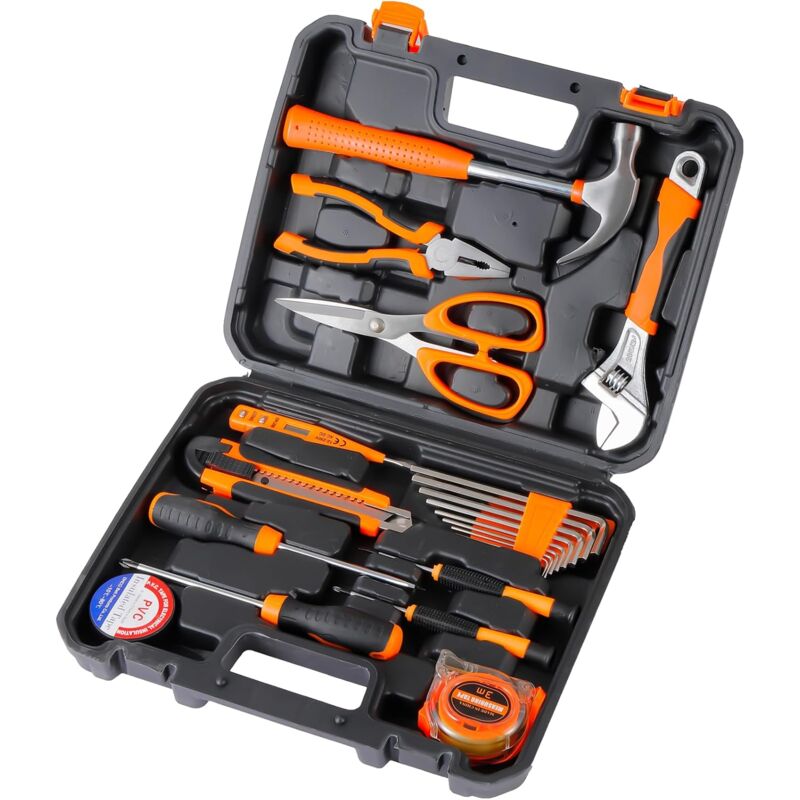 foto del prodotto set di attrezzi per la casa set di attrezzi meccanici di base da 20 pezzi con cassetta degli attrezzi, ideale per le riparazioni domestiche