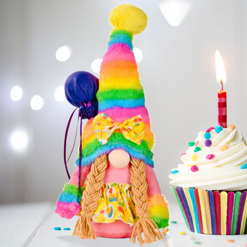 foto del prodotto set di bambole arcobaleno compleanno bambola decorativa camoscio scandinavo elfo decorazione d interni viola 