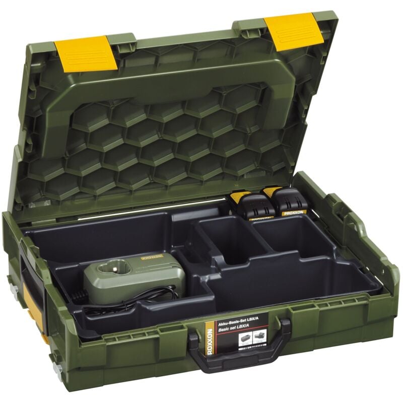 foto del prodotto set di batterie di base lbx a proxxon con 2 batterie 10,8v, 2,6ah caricatore l boxx 29900