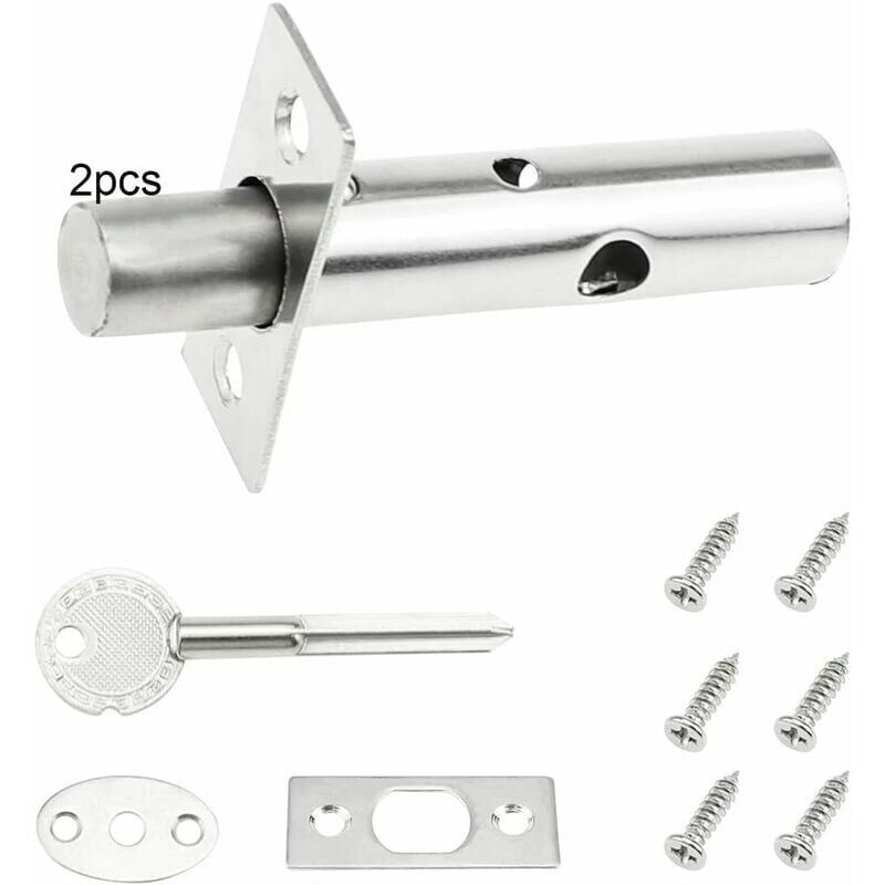 foto del prodotto set di bulloni di sicurezza per porte a mortaio, chiavistelli in acciaio inox, chiavistelli di sicurezza per porte con chiave e viti per porte di