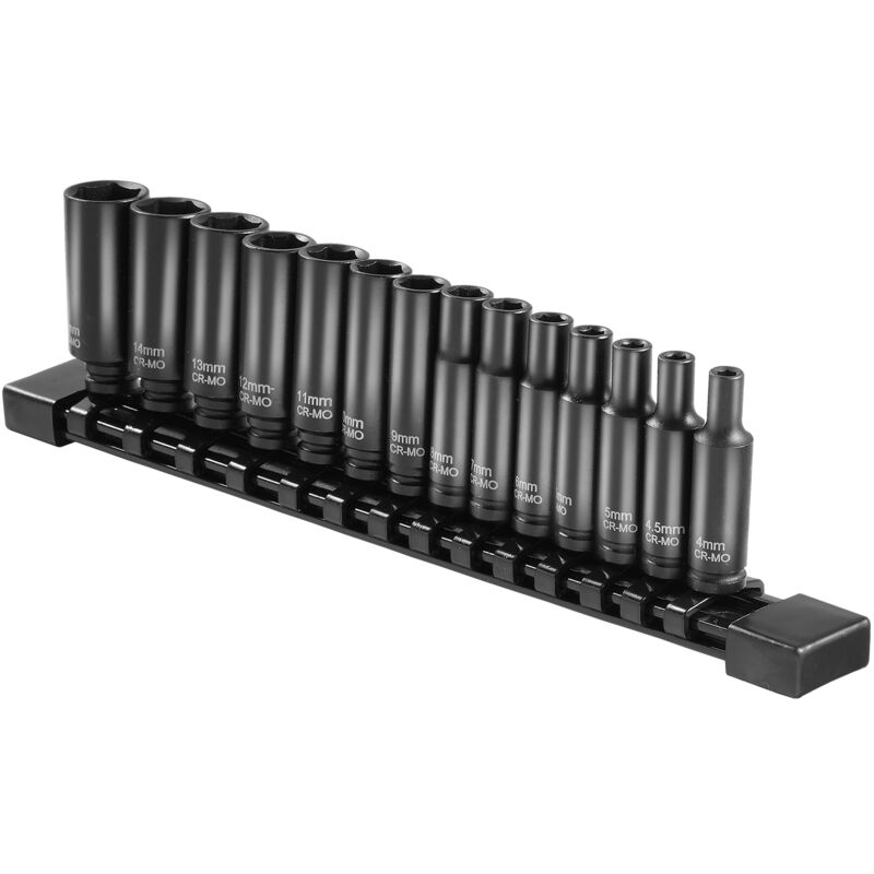 foto del prodotto set di bussole a impatto da 1 4 , set di bussole metriche profonde da 14 pezzi da 4 15 mm, acciaio legato cr mo a 6 punte per riparazioni