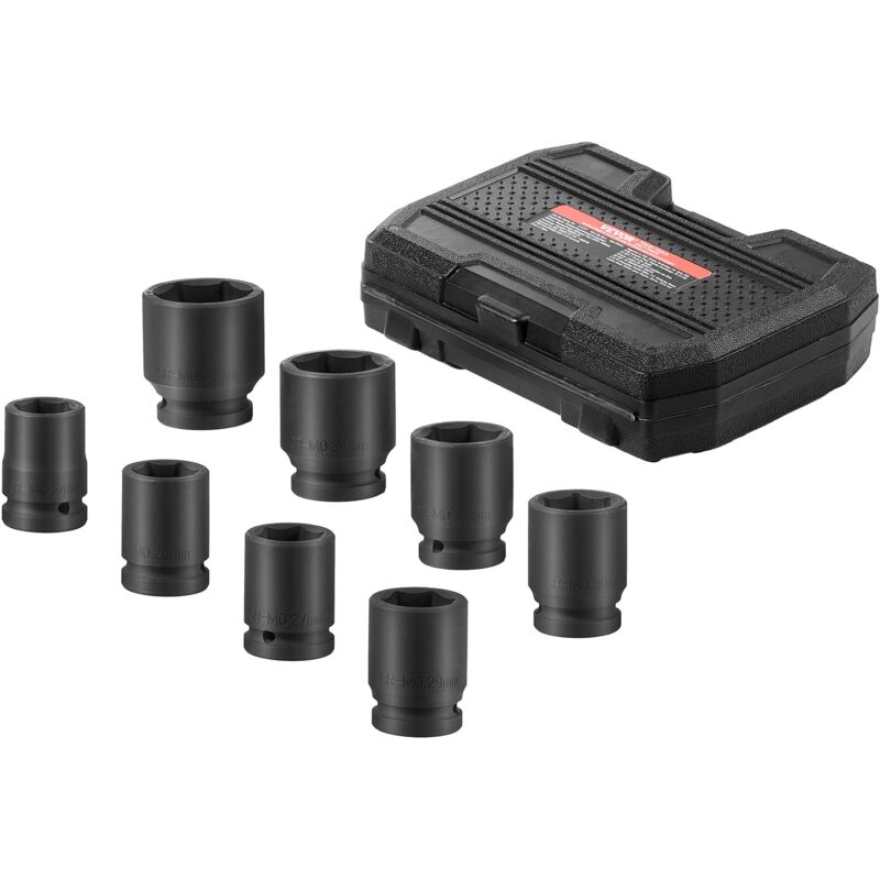 foto del prodotto set di bussole a percussione per dadi dell asse, attacco 19,05 mm 6 punti 8 pezzi, set di bussole metriche per dadi per mandrino, set di bussole in