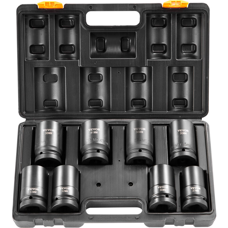 foto del prodotto set di bussole a percussione, set di bussole profonde 1 pollice 8 pezzi, set di bussole metriche 27 41mm 6 punti in acciaio legato cr mo per