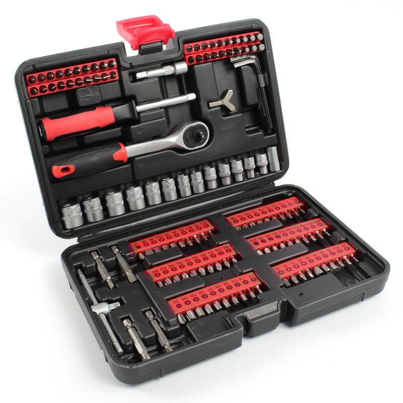 foto del prodotto set di bussole e bit da 130 pezzi con cricchetto reversibile da 6,3 mm 1 4' e 104 bit - xpotool