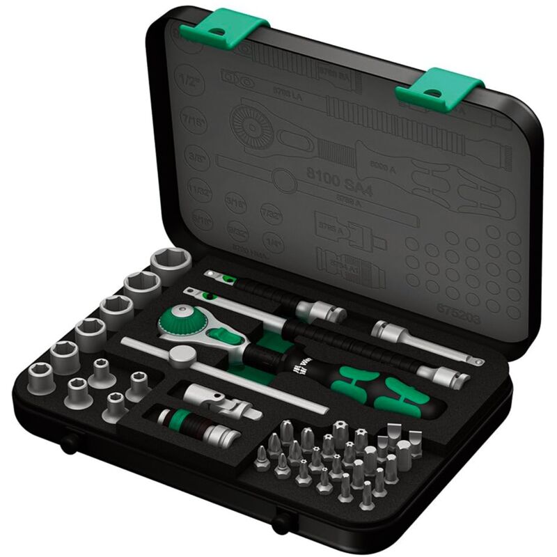 foto del prodotto set di bussole e inserti per avvitare 1 4 wera 8100 sa 4 zyklop 1 4 imperial 41 piezas 