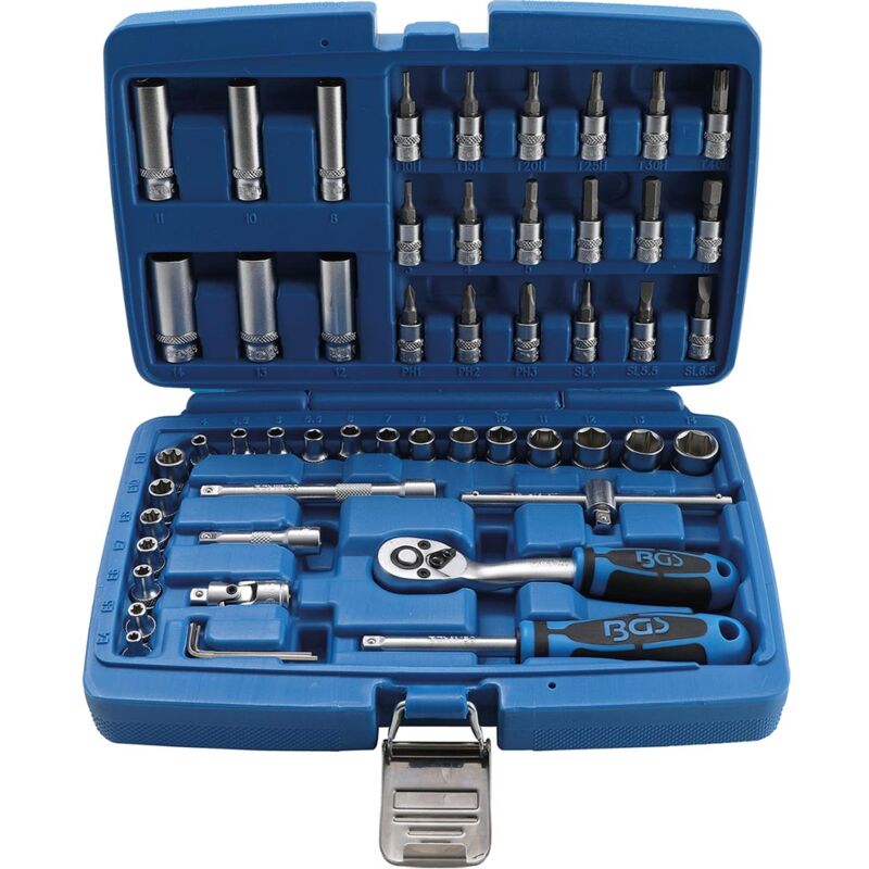foto del prodotto set di bussole e punte in cromo vanadio 53 pezzi 1 4 bgs technic